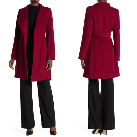 MICHAEL Michael Kors Jackets & Blazers - Michael Kors Asymmetrical Belted Wool Blend Coat L
